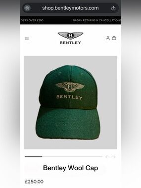 Bentley Wool Green Embroidered Logo Baseball Cap
